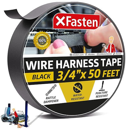 XFasten Wire Harness Tape, 3/4-Inch x 50-Foot, High Temp Wiring Loom Harness by XFasten