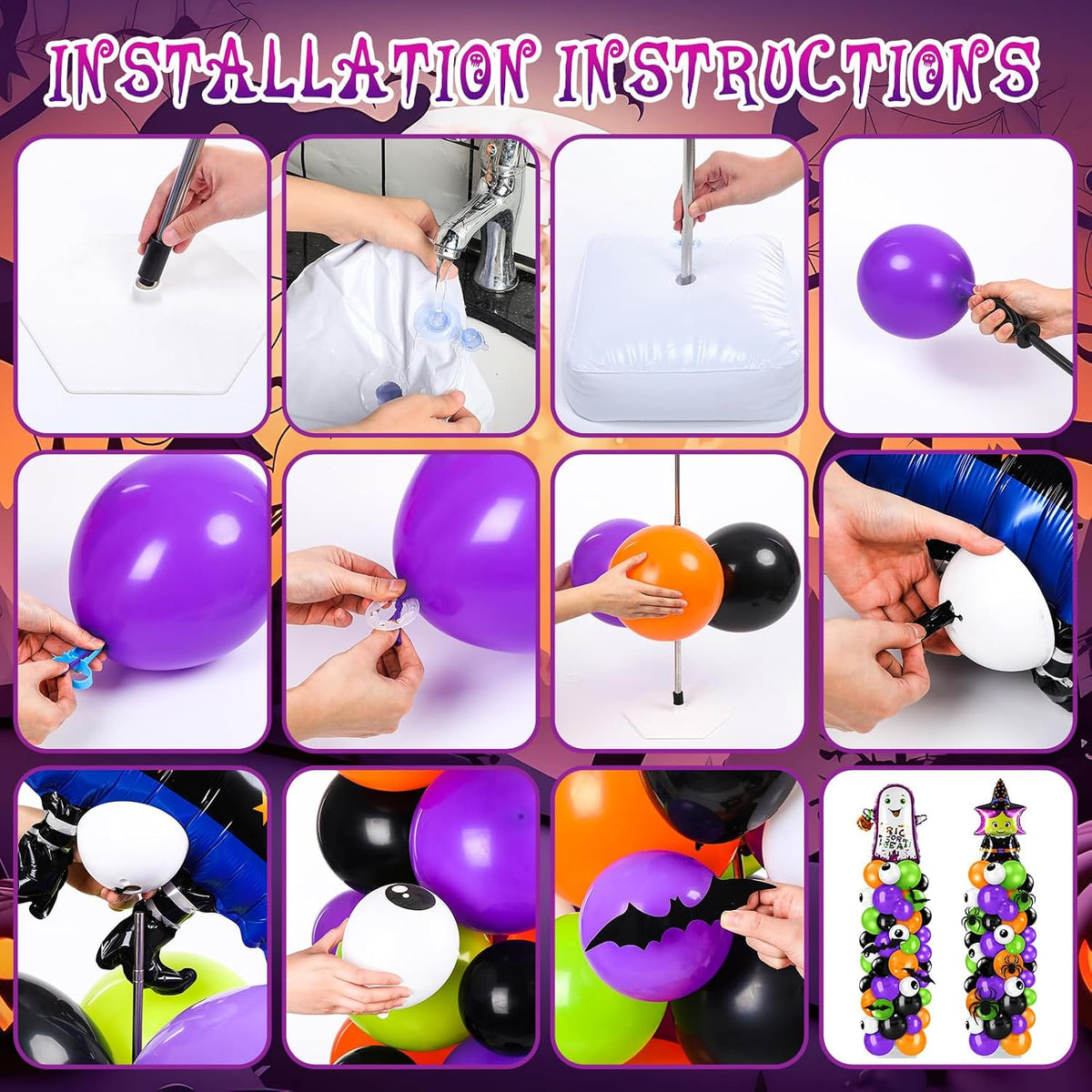 Kasyat 2 Sets Halloween Balloon Column Kit, Witch, Ghost
