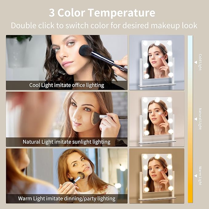 Vanity Mirror with Lights, Makeup Mirror with Lights, 3 Color Lighting Modes - Image 2