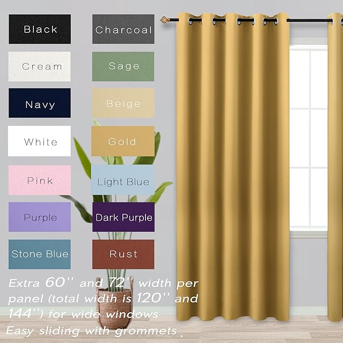 KOUFALL Gold Luxury Blackout Curtains - Image 4