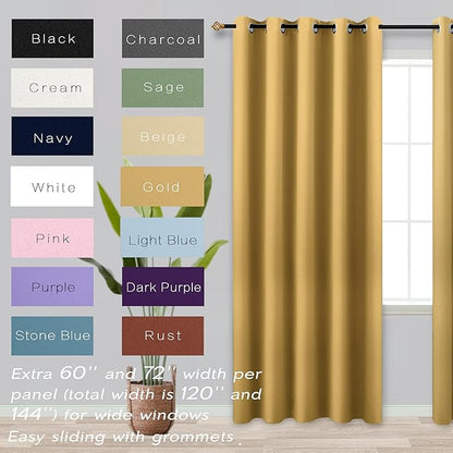 KOUFALL Gold Luxury Blackout Curtains - Image 4