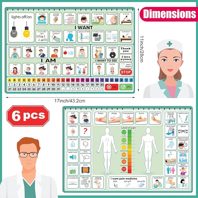 6 Pcs Communication Board for Nonverbal Adults Aphasia Colorful Picture Symbol - Image 2