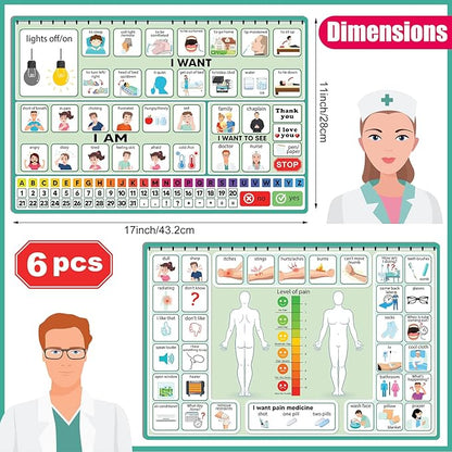 6 Pcs Communication Board for Nonverbal Adults Aphasia Colorful Picture Symbol - Image 2