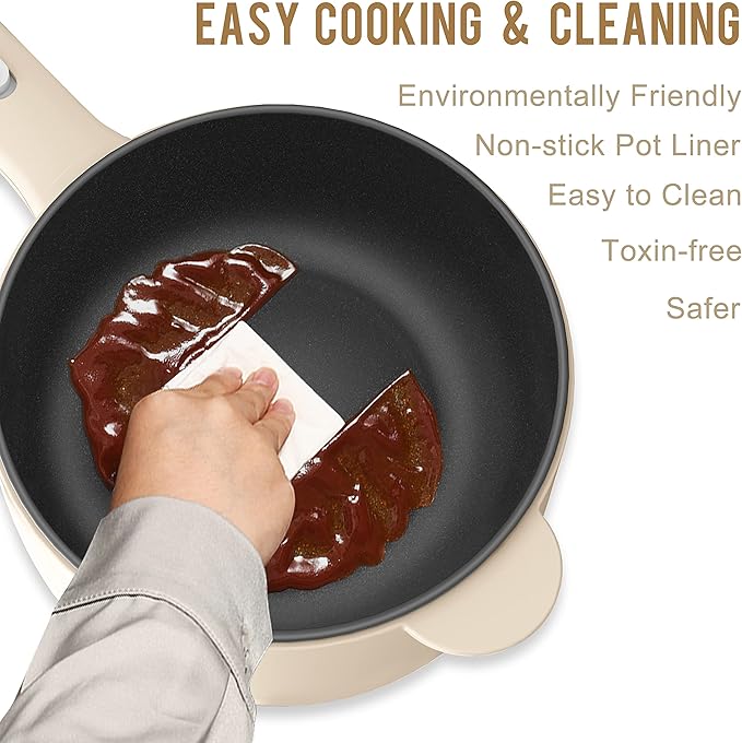 Dezin Electric Cooker, 2L Non-Stick Sauté Pan, Rapid Noodles Cooker, Mini Pot - Image 5