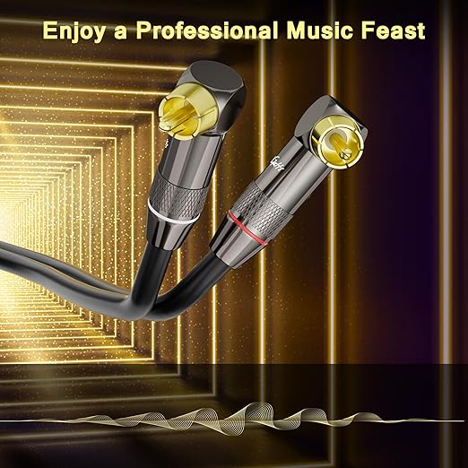 Right Angle RCA Cable 50 FT, 90 Degree 2RCA to 2RCA Stereo Audio Cable - Image 3