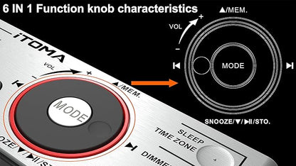 iTOMA Alarm Clock Radio with Bluetooth Speaker, FM Radio, Dual Alarm with Snooze - Image 3