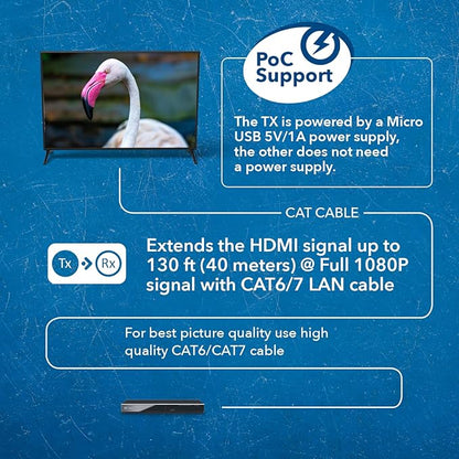 OREI 1080p HDMI Extender Over Ethernet up to 131 Feet - Image 4