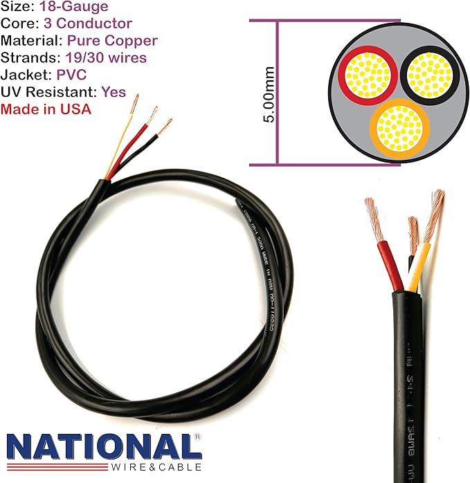NATIONAL Wire & Cable – 18 AWG 3-Conductor Premium Copper Wire, 100 ft - Image 2