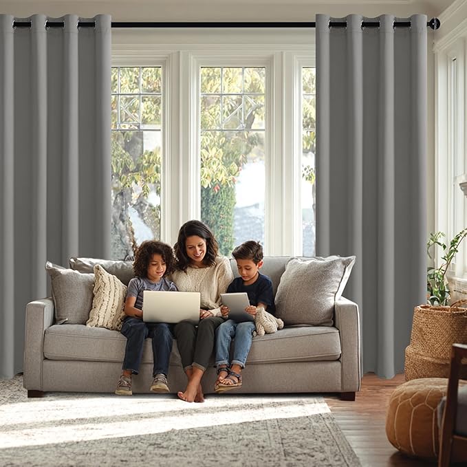 JIUZHEN Light Grey Blackout Curtains - Image 3
