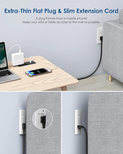 Recessed Power Strip with 30W USB C, Ultra Thin Flat Plug Power Strip, 2 - Image 3