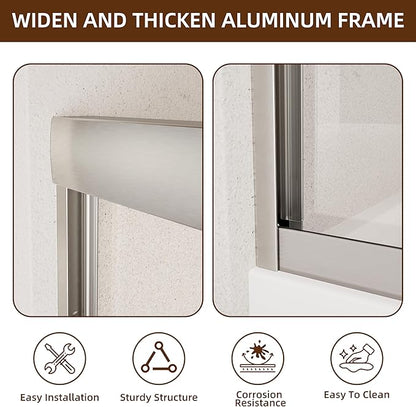 Shower Door, 56-60" W x 70" H Semi-Frameless Double Sliding Glass Shower Door - Image 9