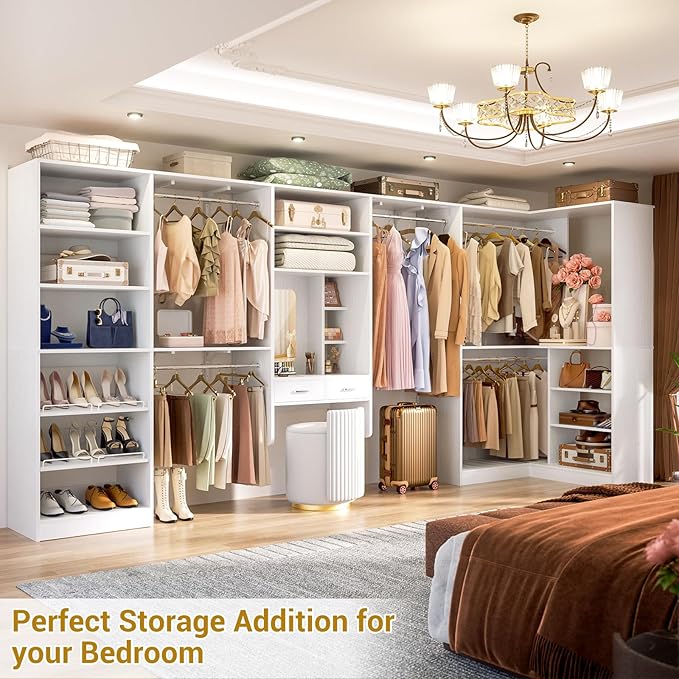 Unikito Closet System with Vanity Desk, 156”Modular Corner Closet Organizer - Image 4