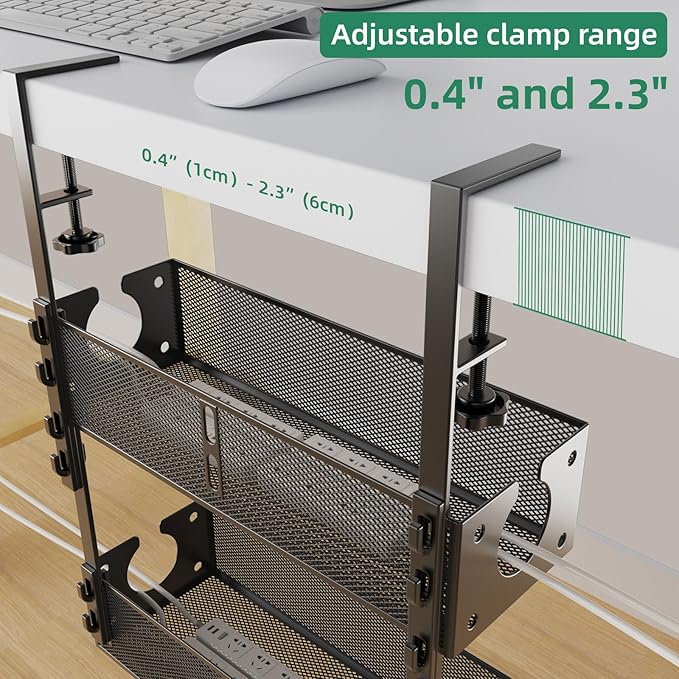 Multi-Model Under Desk Cable Management Tray 2 Packs Metal Under Desk Wire - Image 6