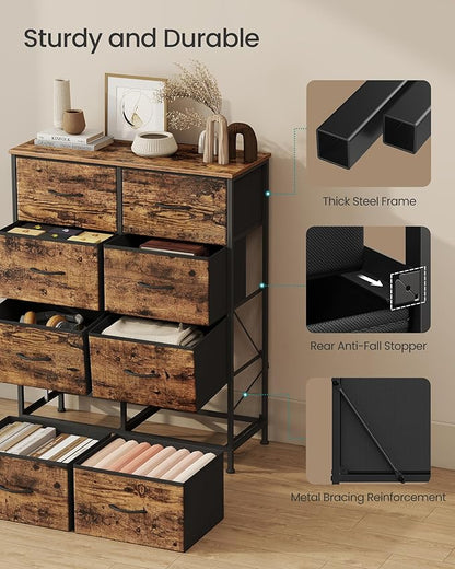 SONGMICS Dresser for Bedroom, Chest of Drawers, 8 Non-Woven Fabric Drawers - Image 6