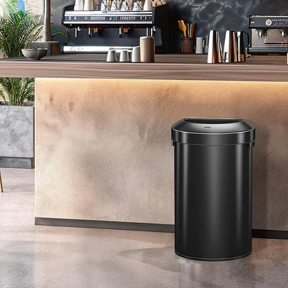 EKO Urban 16 Gallon Semi-Round Open Top Waste Bin, Stainless Steel Half Round - Image 2