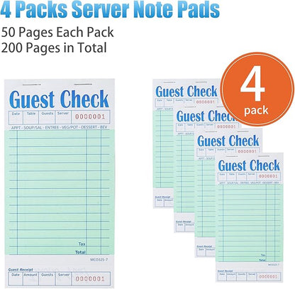 4 Pack Green Guest Checks Books - Image 4