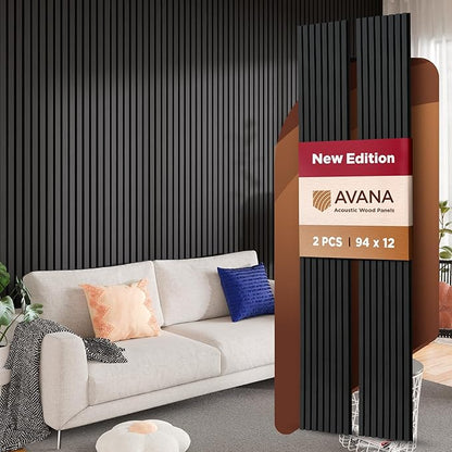 Avana Acoustic Wood Wall Panels – 94.4 x 12.6 Inch Black Oak Acoustic Panels 2 by AvanaHome