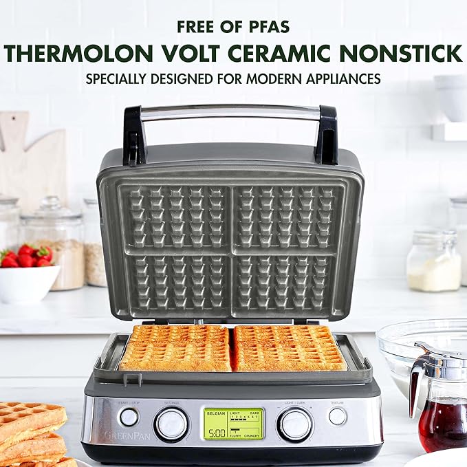 GreenPan Elite 4-Square Belgian & Classic Waffle Maker, Healthy Ceramic - Image 2