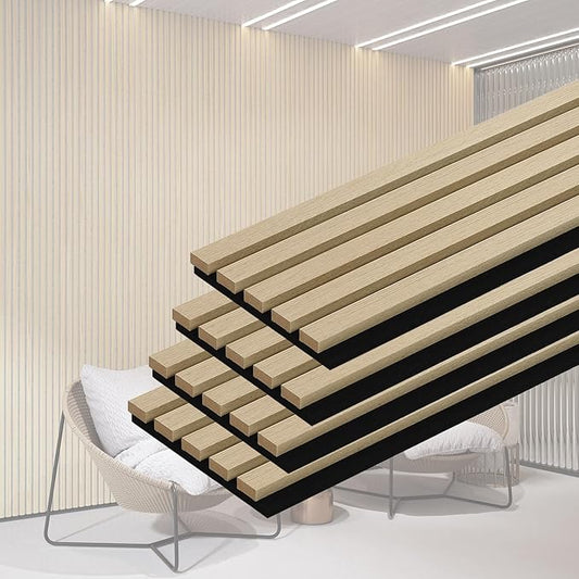 QDYMXUN Wood Slat Acoustic Wall Panels, Living Room by QDYMXUN