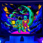 Sanzugh Funny Space Astronaut Alien Blacklight Tapestry UV Reactive Poster, Trippy Universe Black Light Art for Men Guys Room Bedroom Decor Cool Psychedelic Glow in the Dark Tapestries Wall Hanging