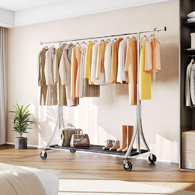 HOKEEPER Clothes Rack with Wood Shelves Height Adjustable Clothing Rack with - Image 2