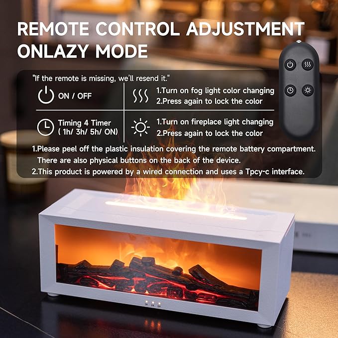 Fireplace Flame Air Diffuser Humidifier, 7 Colors Aromatherapy Essential Oil - Image 6