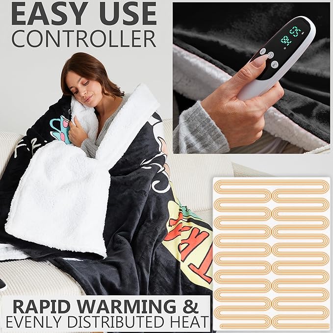 Friends TV Show Heated Blanket Electric, Queen Size Luxurious Fleece Blanket - Image 3