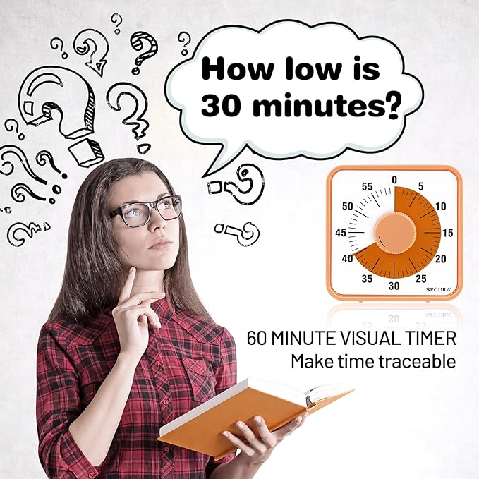 Secura 7.5 Inch Visual Timer, 60 Minute Oversize Countdown Visual Timer - Image 2