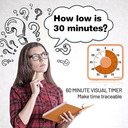 Secura 7.5 Inch Visual Timer, 60 Minute Oversize Countdown Visual Timer - Image 2