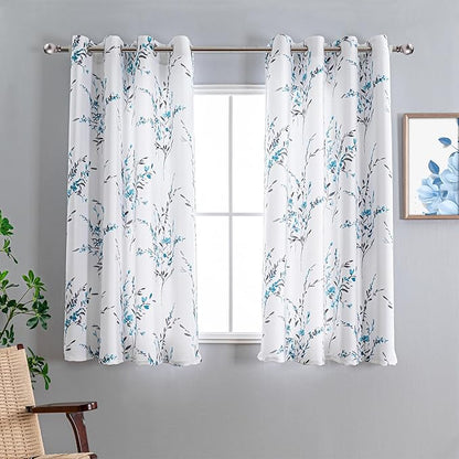 MYSKY HOME Bedroom Curtains 63 Inches Length 2 Panels Set Floral Curtains - Image 2