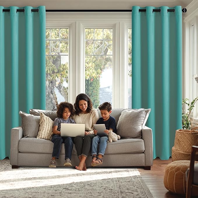 JIUZHEN Turquoise Blackout Curtains - Image 2