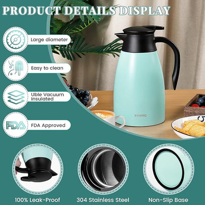 51 Oz Thermal Coffee Carafe, Stainless Steel Insulated Vacuum coffee crafts to - Image 6