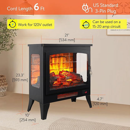 21" Electric Fireplace Stove Heater, Freestanding Electric Fireplace - Image 8
