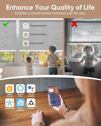 Kincmo Motorized Blinds with Remote, 100% Blackout Motorized Roller Shades Work - Image 3