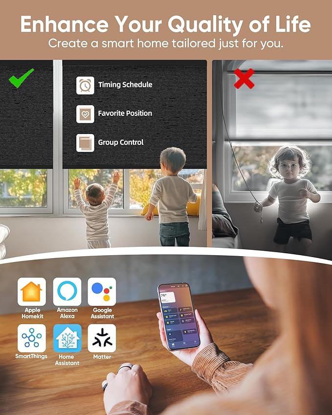 Kincmo Motorized Blinds with Remote, 100% Blackout Motorized Roller Shades Work - Image 3