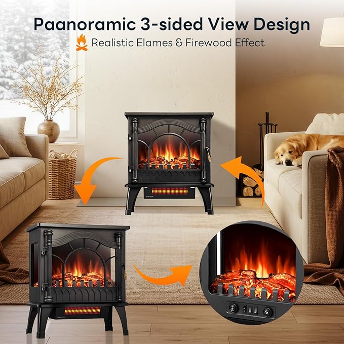 ZAFRO Freestanding Electric Fireplace Stove - Image 6