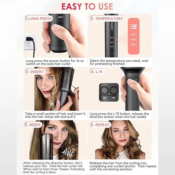 LA MAESII Automatic Rotating Curling Iron, Hair Curler - Image 5