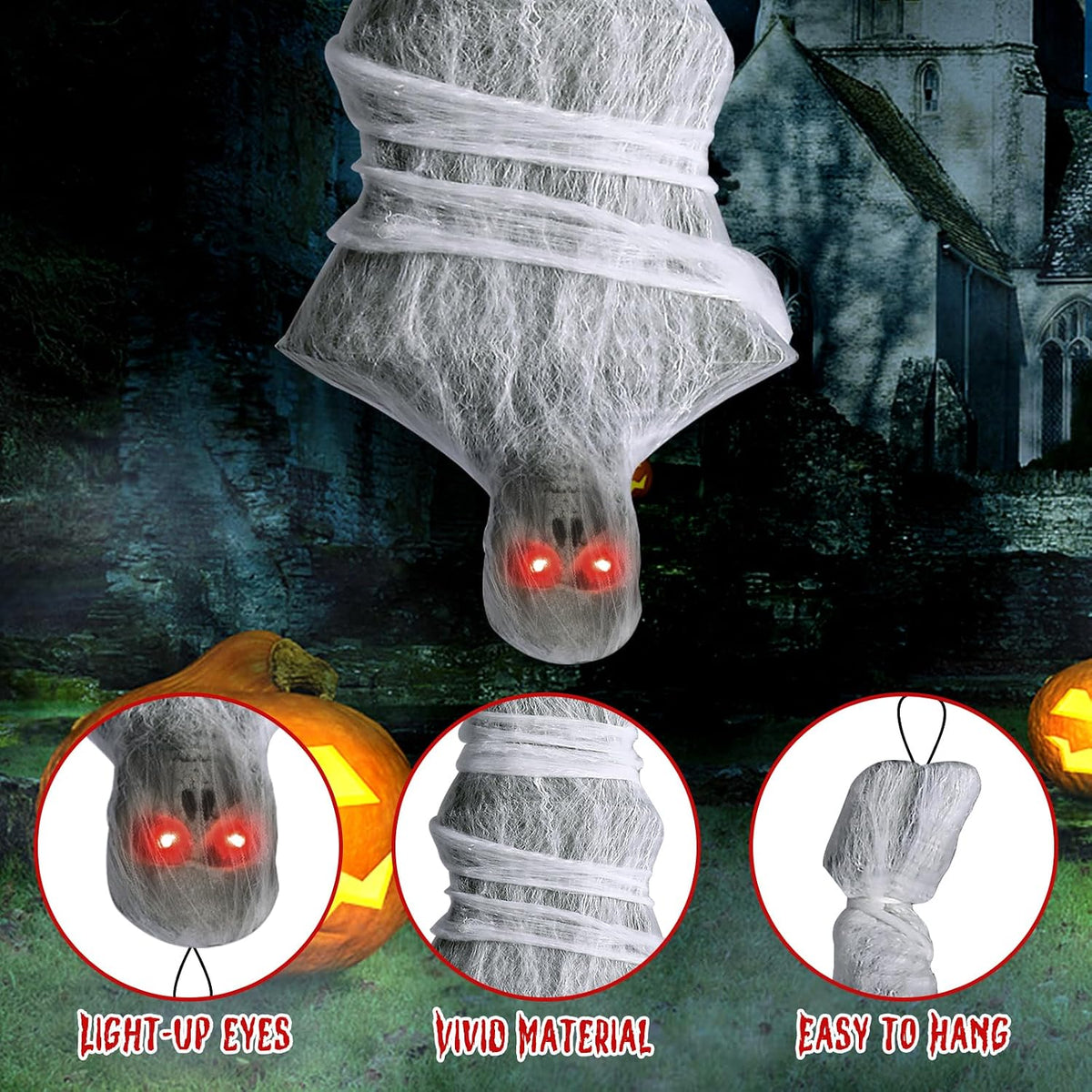 Halloween Decorations, 72 inches Scary Hanging Cocoon Corpse Props with Spook...