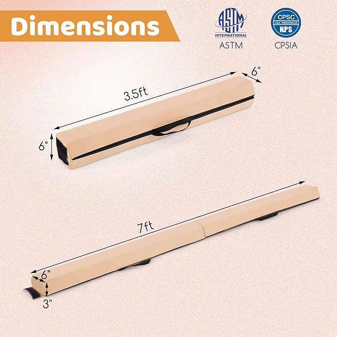 Giantex 7FT/8FT/9FT Balance Beam, Folding Gymnastics Beam w/Carry Handles - Image 7