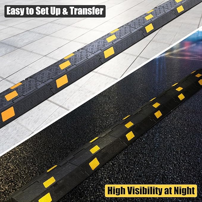 OranLite 6 Pack 2-Channel Rubber Cable Protector Ramp, Visible at Night - Image 7