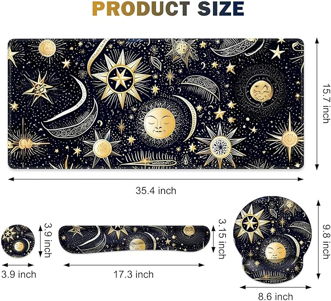 Gaming Mouse Pad, Large Desk Mat, Cute Desk Pad Protector, 4in1 XXL Mousepad + - Image 4