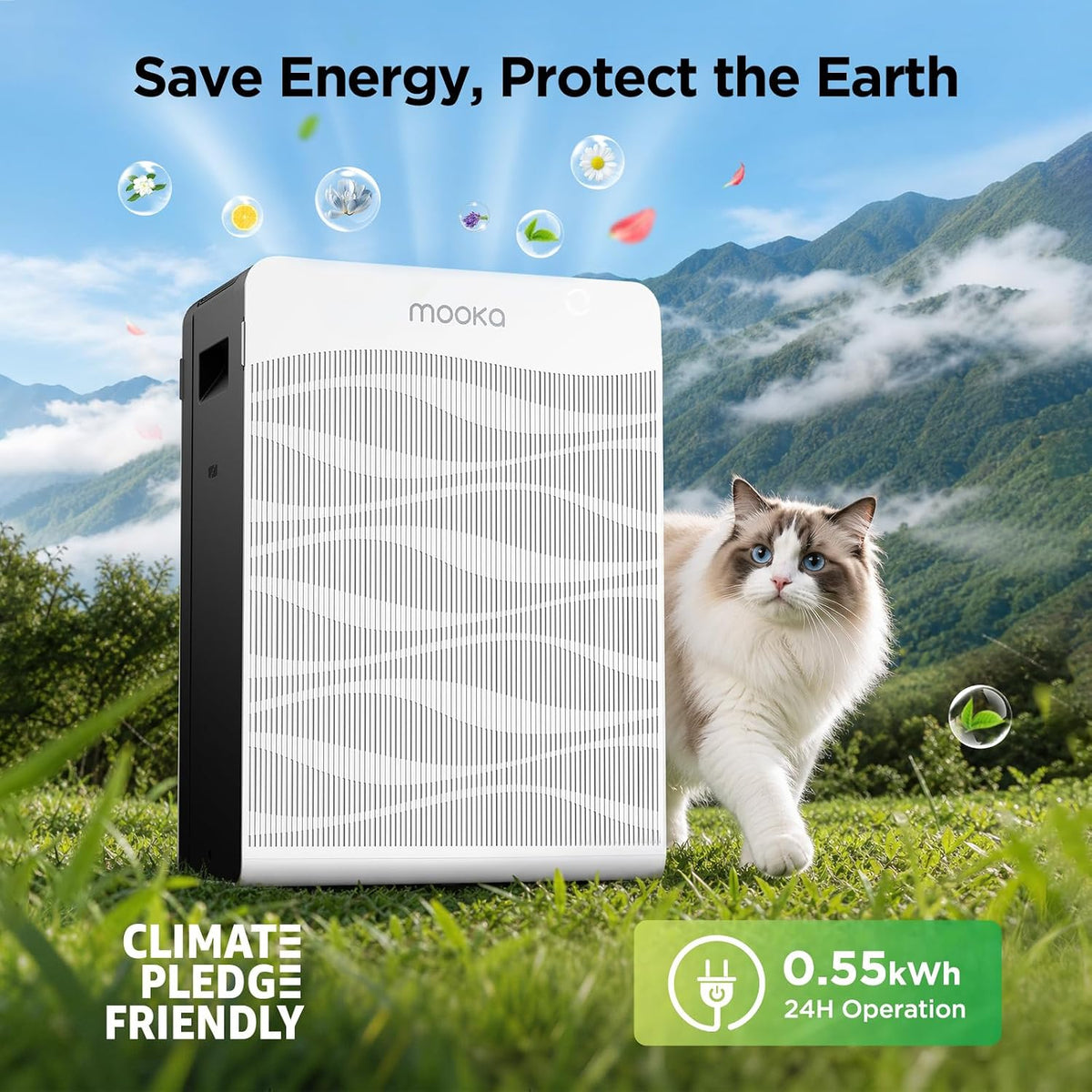 mooka air purifier for home pet large room on a desk or shelf