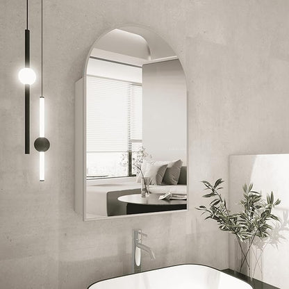 Bathroom Medicine Cabinet with Mirror Silver, Arched Wall Mounted Bathroom - Image 7