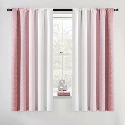 Pink White Ombre 100% Blackout Curtains Bedroom 52x63 2 Panels | Gradient Patterned Room Darkening Drapes for Girls Nursery Living Room 63 Inch Long Thermal Insulated Soundproof Rod Pocket