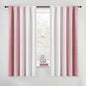 Pink White Ombre 100% Blackout Curtains Bedroom 52x63 2 Panels | Gradient Patterned Room Darkening Drapes for Girls Nursery Living Room 63 Inch Long Thermal Insulated Soundproof Rod Pocket