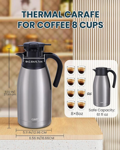 GiNT 64Oz Thermal Coffee Carafe, Insulated Stainless Steel Coffee Carafes - Image 5