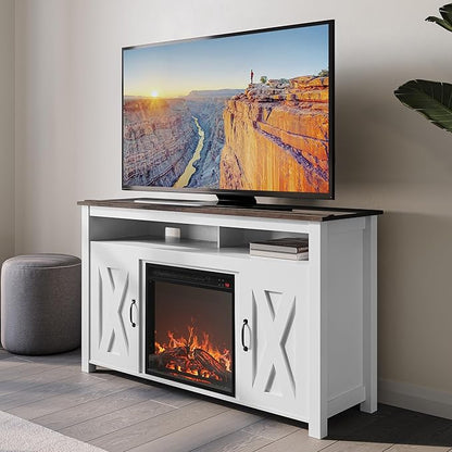 BELLEZE Modern 48" Barn Door Wood TV Stand - Image 2