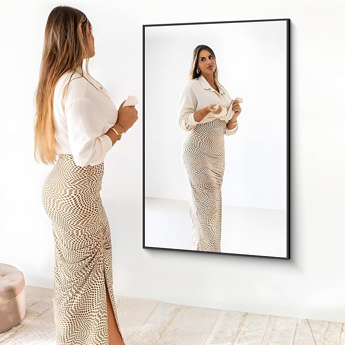 Black Bathroom Mirror for Wall, 60x40 Inch Rectangle Mirrors - Image 3