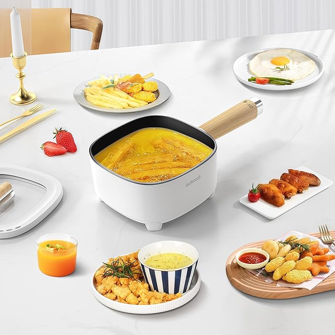 Audecook Hot Pot Electric 2L, Cermic Glaze Non-Stick Frying Pan 8 Inch - Image 6