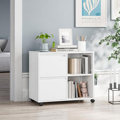 MIIIKO 2 Drawer File Cabinet on Wheels, Metal Filing Cabinets - Image 2